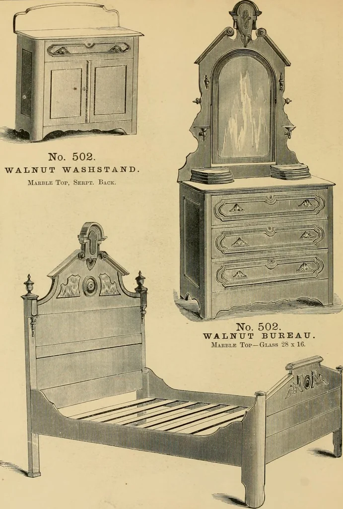 An illustration from Illustrated catalogue of chairs and furniture / manufactured by J.W. Mason & Co., 1874, leaf 39