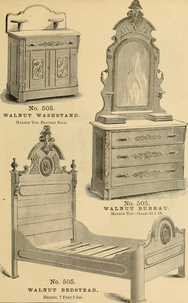 An illustration from Illustrated catalogue of chairs and furniture / manufactured by J.W. Mason & Co., 1874, leaf 42