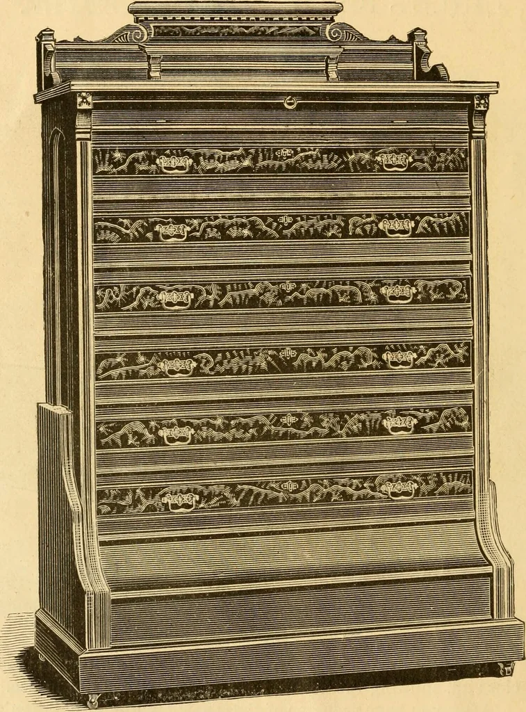 An illustration from Illustrated catalogue and price list of Boyington's automatic and chiffonier folding beds., 1885, leaf 13