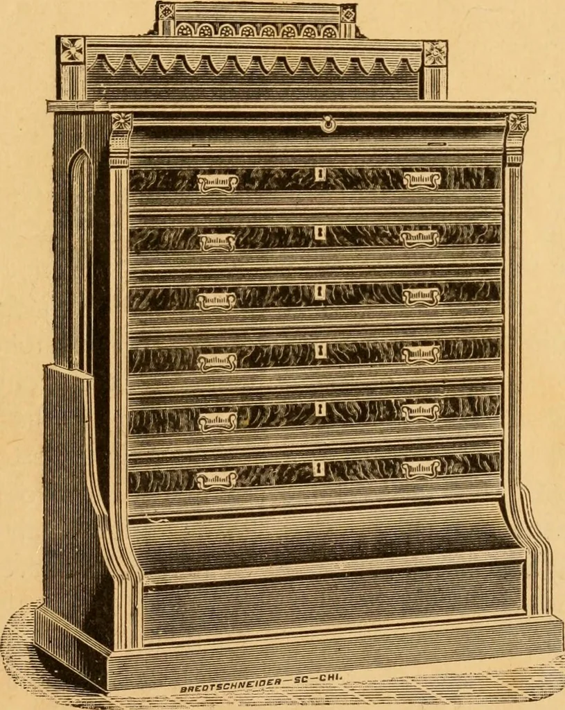 An illustration from Illustrated catalogue and price list of Boyington's automatic and chiffonier folding beds., 1885, leaf 4