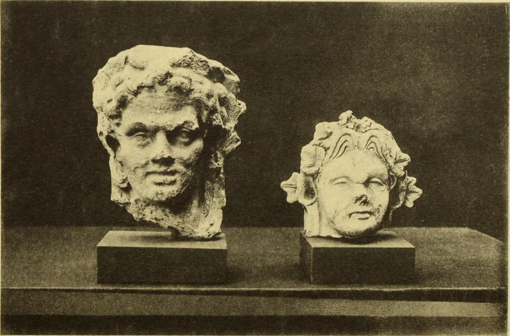 An illustration from Illustrated catalogue of classical antiquities from the site of the temple of Diana, Nemi, Italy. Discovered during excavations undertaken by the Right Hon. Lord Savile ... and given by him to the Art museum of Nottingham: with an account by Lord Savile of the discovery of the temple and the objects foundthere, 1893, leaf 61