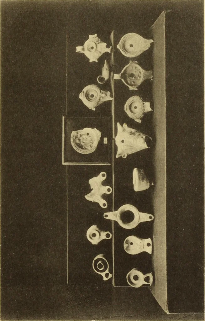 An illustration from Illustrated catalogue of classical antiquities from the site of the temple of Diana, Nemi, Italy. Discovered during excavations undertaken by the Right Hon. Lord Savile ... and given by him to the Art museum of Nottingham: with an account by Lord Savile of the discovery of the temple and the objects foundthere, 1893, leaf 76