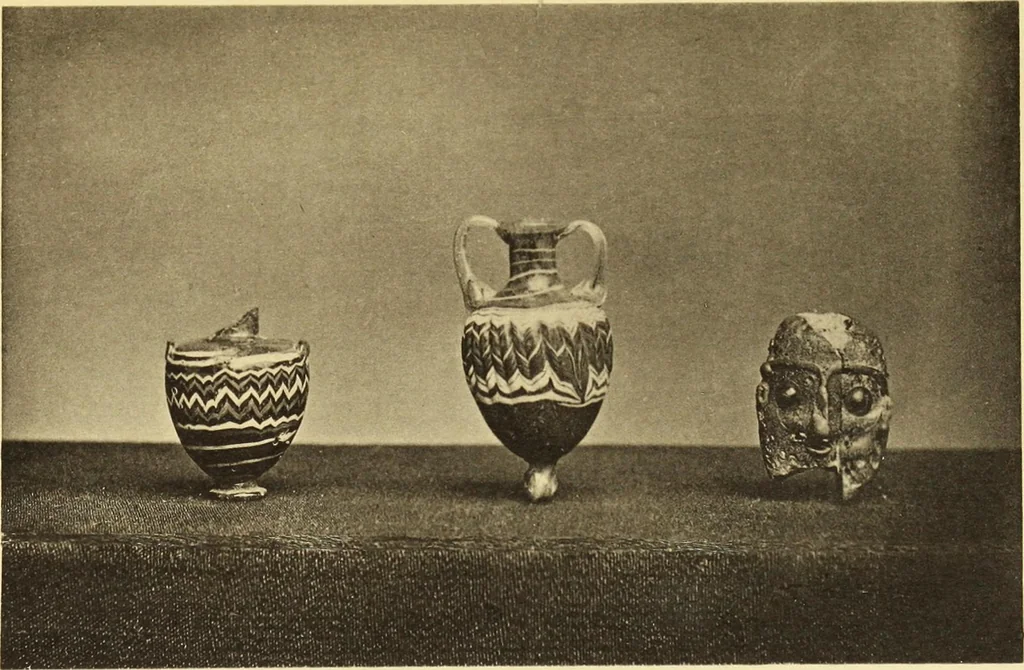 An illustration from Illustrated catalogue of classical antiquities from the site of the temple of Diana, Nemi, Italy. Discovered during excavations undertaken by the Right Hon. Lord Savile ... and given by him to the Art museum of Nottingham: with an account by Lord Savile of the discovery of the temple and the objects foundthere, 1893, leaf 84