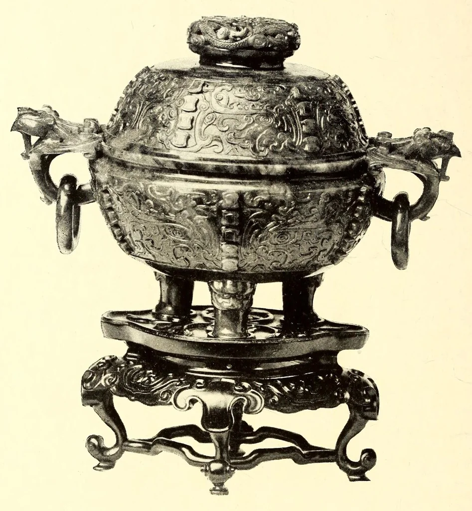 An illustration from Illustrated catalogue of an important collection of ancient Chinese art treasures comprising direct importations and rare specimens from the J. Pierpont Morgan and other famous collections : being the property of the Japanese connoisseur and expert Mr. Kano Oshima, 1918, leaf 32
