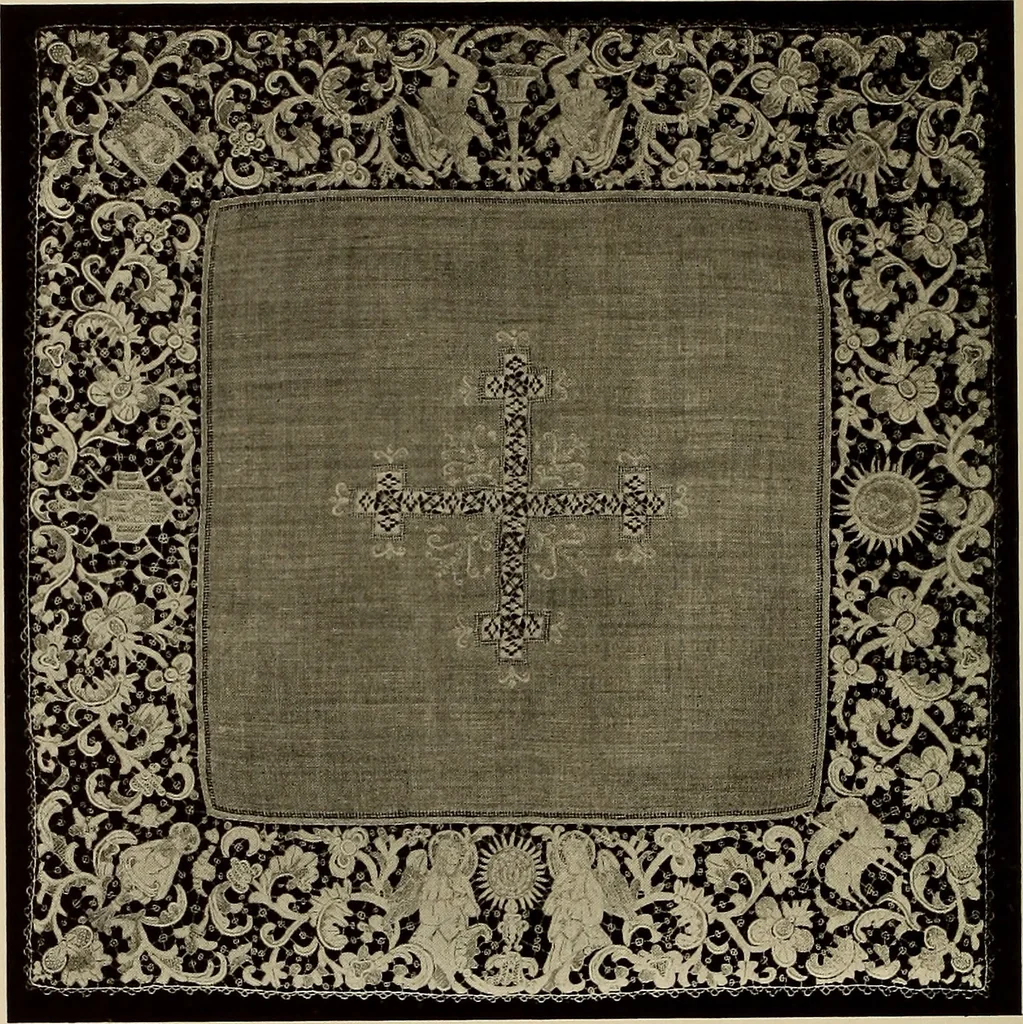 An illustration from Illustrated catalogue of rare and beautiful Sixteenth and Seventeenth century laces collected during twenty years by Leone Ricci, Esq. of Florence, 1915, leaf 27