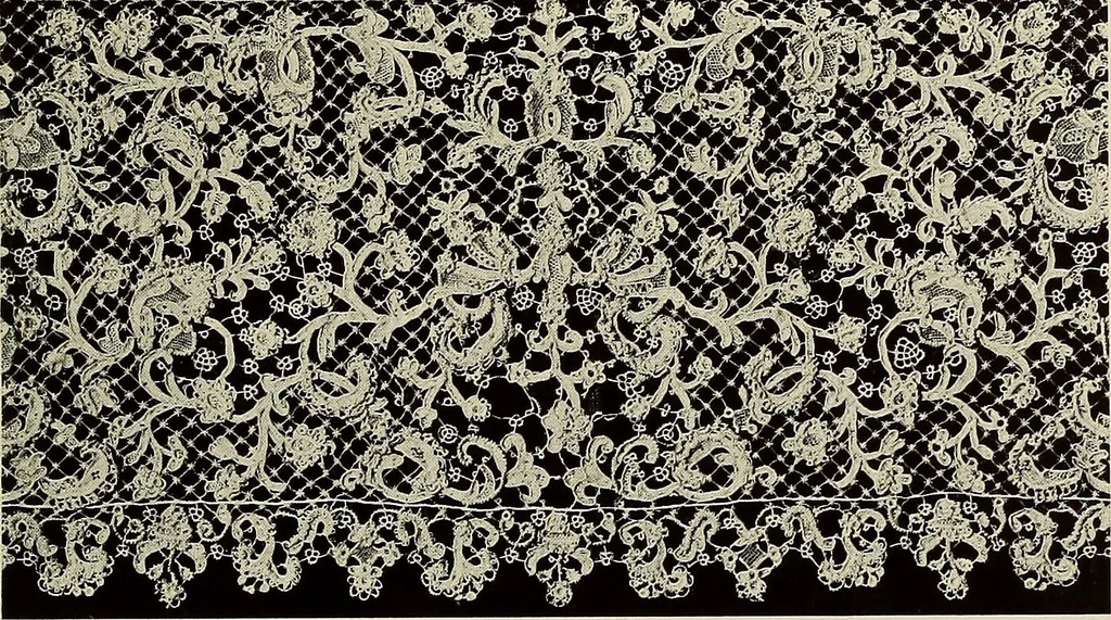 An illustration from Illustrated catalogue of rare and beautiful Sixteenth and Seventeenth century laces collected during twenty years by Leone Ricci, Esq. of Florence, 1915, leaf 34