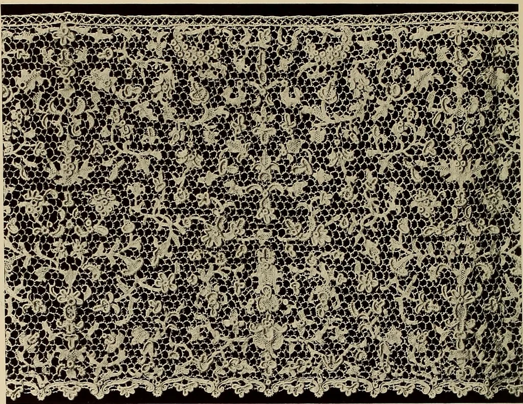 An illustration from Illustrated catalogue of rare and beautiful Sixteenth and Seventeenth century laces collected during twenty years by Leone Ricci, Esq. of Florence, 1915, leaf 35