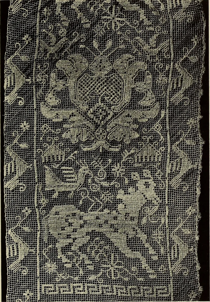 An illustration from Illustrated catalogue of rare and beautiful Sixteenth and Seventeenth century laces collected during twenty years by Leone Ricci, Esq. of Florence, 1915, leaf 46