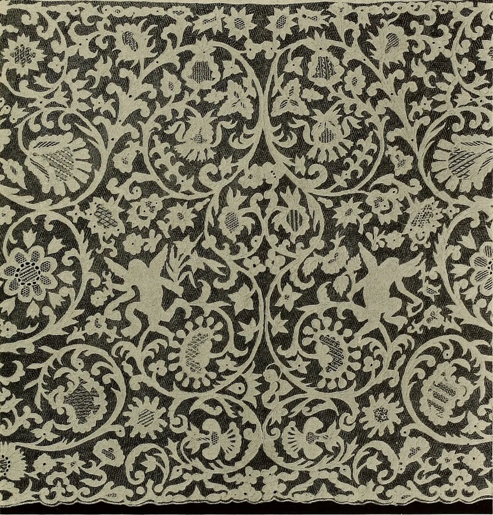 An illustration from Illustrated catalogue of rare and beautiful Sixteenth and Seventeenth century laces collected during twenty years by Leone Ricci, Esq. of Florence, 1915, leaf 78