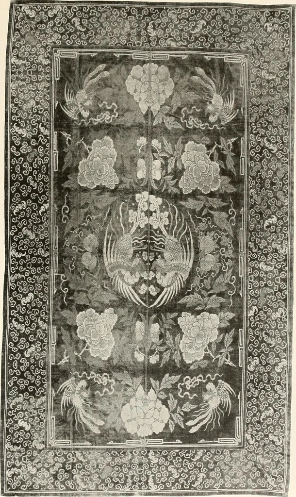 An illustration from Illustrated catalogue of the remarkable collection of ancient Chinese bronzes, beautiful old porcelains, amber and stone carvings, sumptuous eighteenth century brocades, interesting old paintings on glas and fine old carpets, rugs and furniture, from ancient palaces and temples of China comprising the private collection of a Chinese nobleman of Tien-Tsin, 1914, leaf 214