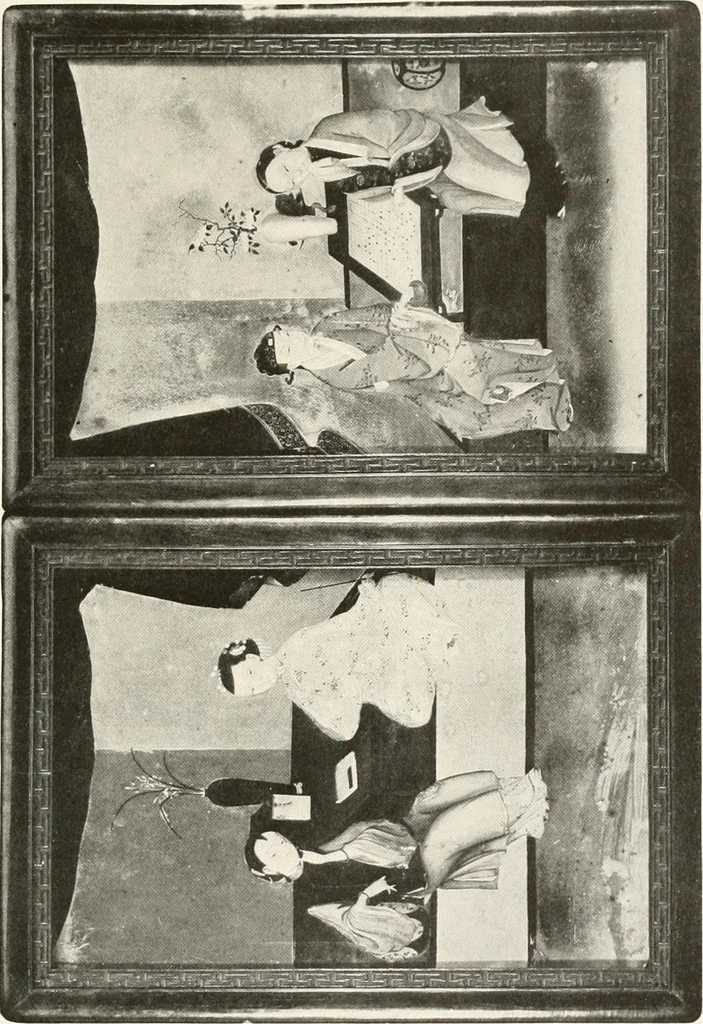 An illustration from Illustrated catalogue of the remarkable collection of ancient Chinese bronzes, beautiful old porcelains, amber and stone carvings, sumptuous eighteenth century brocades, interesting old paintings on glas and fine old carpets, rugs and furniture, from ancient palaces and temples of China comprising the private collection of a Chinese nobleman of Tien-Tsin, 1914, leaf 220