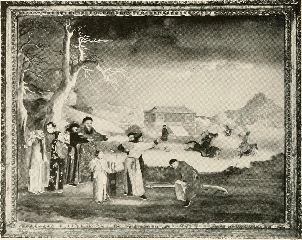 An illustration from Illustrated catalogue of the remarkable collection of ancient Chinese bronzes, beautiful old porcelains, amber and stone carvings, sumptuous eighteenth century brocades, interesting old paintings on glas and fine old carpets, rugs and furniture, from ancient palaces and temples of China comprising the private collection of a Chinese nobleman of Tien-Tsin, 1914, leaf 233