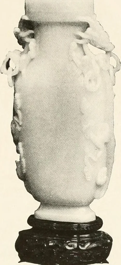 An illustration from Illustrated catalogue of the remarkable collection of ancient Chinese bronzes, beautiful old porcelains, amber and stone carvings, sumptuous eighteenth century brocades, interesting old paintings on glas and fine old carpets, rugs and furniture, from ancient palaces and temples of China comprising the private collection of a Chinese nobleman of Tien-Tsin, 1914, leaf 54
