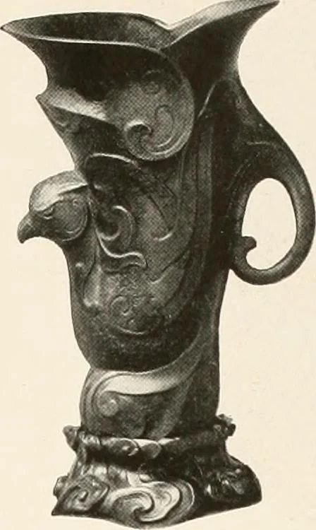 An illustration from Illustrated catalogue of the remarkable collection of ancient Chinese bronzes, beautiful old porcelains, amber and stone carvings, sumptuous eighteenth century brocades, interesting old paintings on glas and fine old carpets, rugs and furniture, from ancient palaces and temples of China comprising the private collection of a Chinese nobleman of Tien-Tsin, 1914, leaf 65