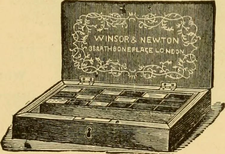 An illustration from Illustrated catalogue and price list of artists' materials, gold paint, bronze powders, metallics, metal leaf, &c. : colors and materials for china and glass painting ; colors and materials for oil, water color & pastel painting and drawing, &c., 1894, leaf 102