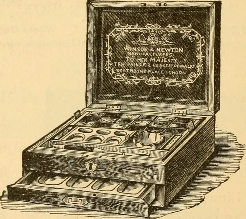 An illustration from Illustrated catalogue and price list of artists' materials, gold paint, bronze powders, metallics, metal leaf, &c. : colors and materials for china and glass painting ; colors and materials for oil, water color & pastel painting and drawing, &c., 1894, leaf 103