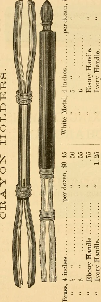 An illustration from Illustrated catalogue and price list of artists' materials, gold paint, bronze powders, metallics, metal leaf, &c. : colors and materials for china and glass painting ; colors and materials for oil, water color & pastel painting and drawing, &c., 1894, leaf 111