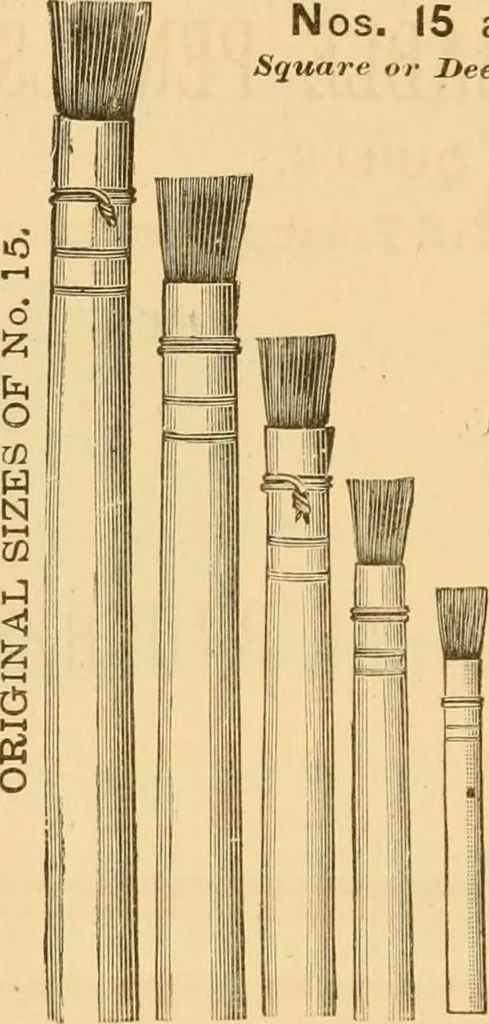 An illustration from Illustrated catalogue and price list of artists' materials, gold paint, bronze powders, metallics, metal leaf, &c. : colors and materials for china and glass painting ; colors and materials for oil, water color & pastel painting and drawing, &c., 1894, leaf 147