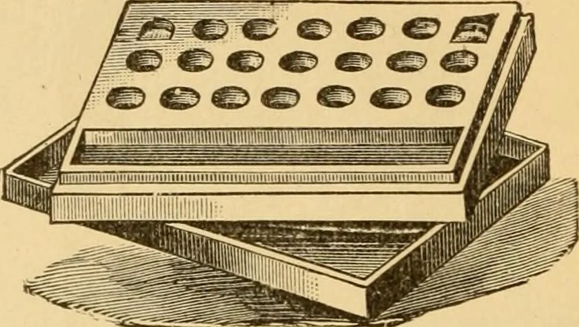 An illustration from Illustrated catalogue and price list of artists' materials, gold paint, bronze powders, metallics, metal leaf, &c. : colors and materials for china and glass painting ; colors and materials for oil, water color & pastel painting and drawing, &c., 1894, leaf 43
