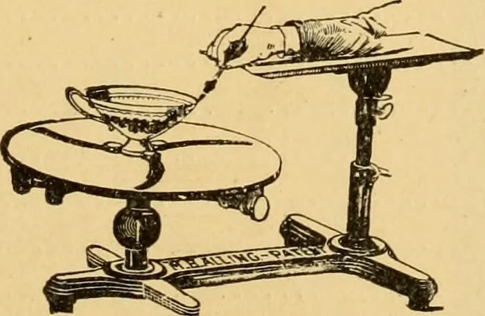 An illustration from Illustrated catalogue and price list of artists' materials, gold paint, bronze powders, metallics, metal leaf, &c. : colors and materials for china and glass painting ; colors and materials for oil, water color & pastel painting and drawing, &c., 1894, leaf 46