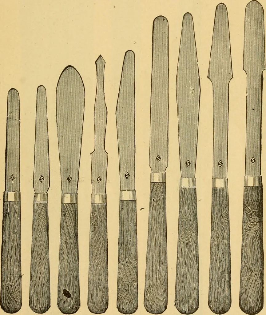 An illustration from Illustrated catalogue and price list of artists' materials, gold paint, bronze powders, metallics, metal leaf, &c. : colors and materials for china and glass painting ; colors and materials for oil, water color & pastel painting and drawing, &c., 1894, leaf 56