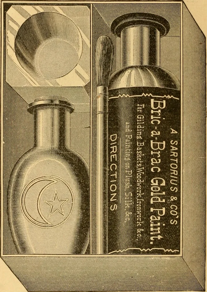 An illustration from Illustrated catalogue and price list of artists' materials, gold paint, bronze powders, metallics, metal leaf, &c. : colors and materials for china and glass painting ; colors and materials for oil, water color & pastel painting and drawing, &c., 1894, leaf 7