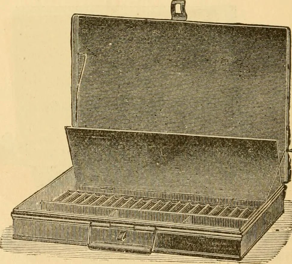 An illustration from Illustrated catalogue and price list of artists' materials, gold paint, bronze powders, metallics, metal leaf, &c. : colors and materials for china and glass painting ; colors and materials for oil, water color & pastel painting and drawing, &c., 1894, leaf 75