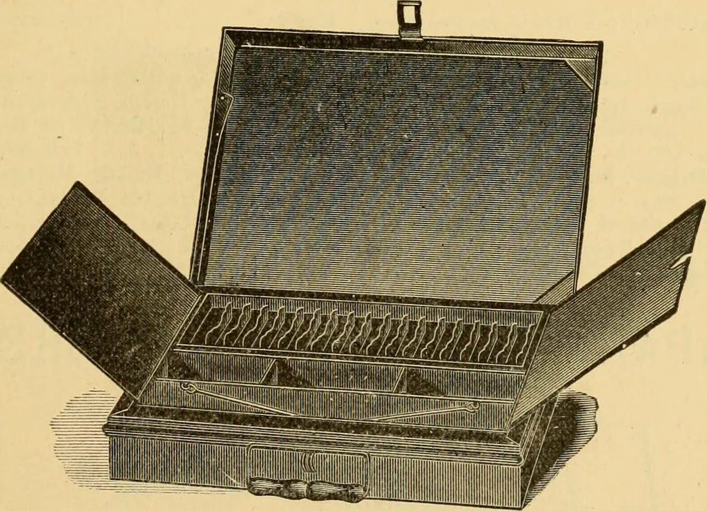 An illustration from Illustrated catalogue and price list of artists' materials, gold paint, bronze powders, metallics, metal leaf, &c. : colors and materials for china and glass painting ; colors and materials for oil, water color & pastel painting and drawing, &c., 1894, leaf 76