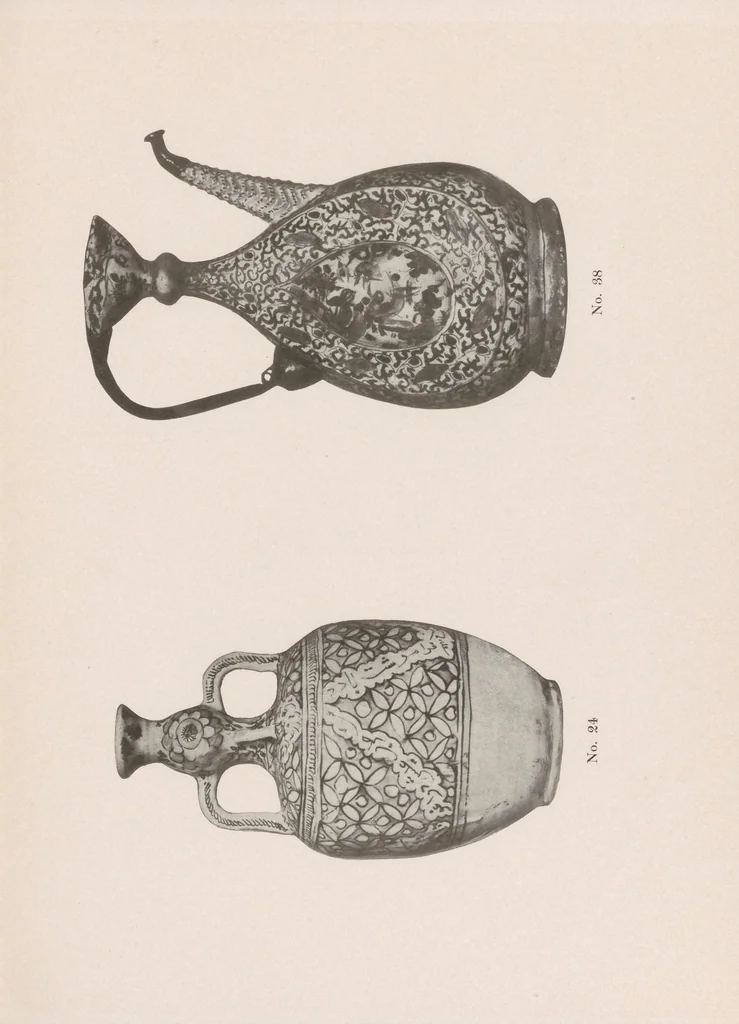 An illustration from An illustrated and descriptive catalogue of rare old Persian pottery : with historical and other notes pertaining to a private collection acquired by messrs. H. O. Watson & co. and exhibited at their galleries ... New York, 1908, leaf 59