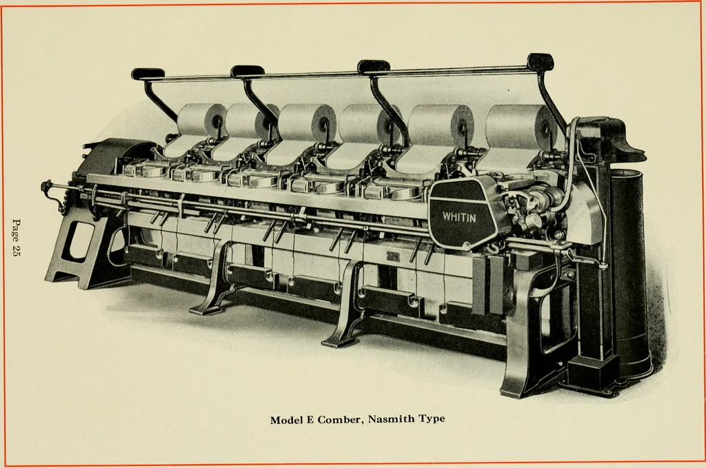 An illustration from Illustrated and descriptive catalog of Whitin cotton combing machinery : and handbook of useful information for overseers and operatives, 1922, leaf 28