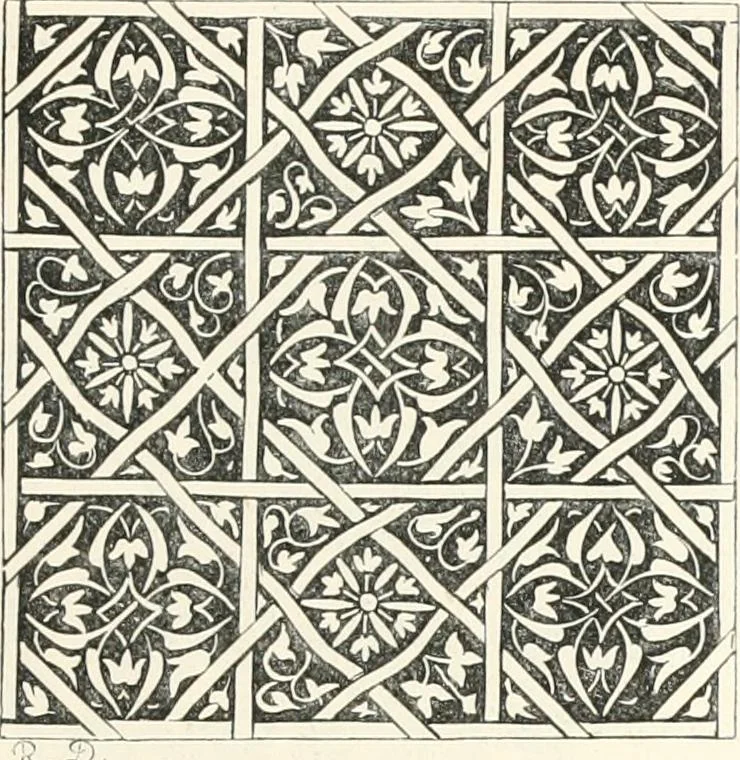 An illustration from An illustrated dictionary of words used in art and archaeology. Explaining terms frequently used in works on architecture, arms, bronzes, Christian art, colour, costume, decoration, devices, emblems, heraldry, lace, personal ornaments, pottery, painting, sculpture, &c., with their derivations, 1883, leaf 116