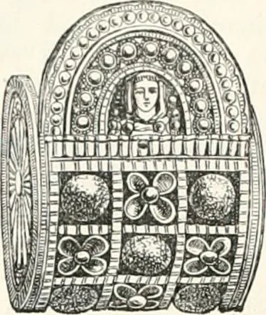 An illustration from An illustrated dictionary of words used in art and archaeology. Explaining terms frequently used in works on architecture, arms, bronzes, Christian art, colour, costume, decoration, devices, emblems, heraldry, lace, personal ornaments, pottery, painting, sculpture, &c., with their derivations, 1883, leaf 131