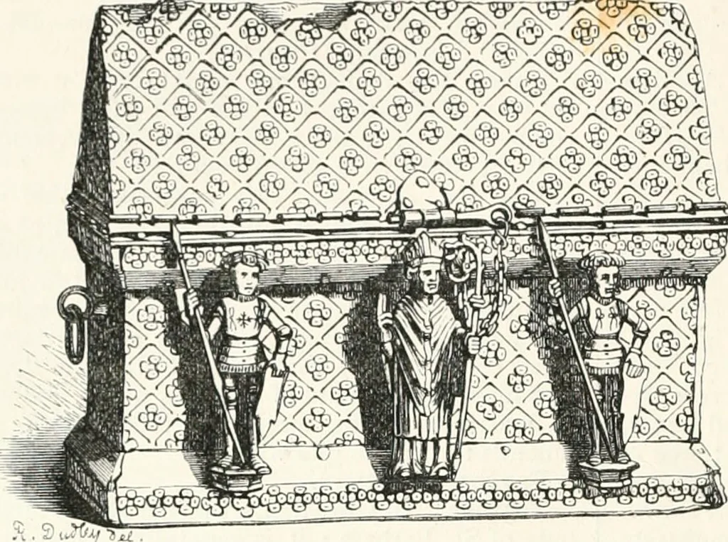 An illustration from An illustrated dictionary of words used in art and archaeology. Explaining terms frequently used in works on architecture, arms, bronzes, Christian art, colour, costume, decoration, devices, emblems, heraldry, lace, personal ornaments, pottery, painting, sculpture, &c., with their derivations, 1883, leaf 149
