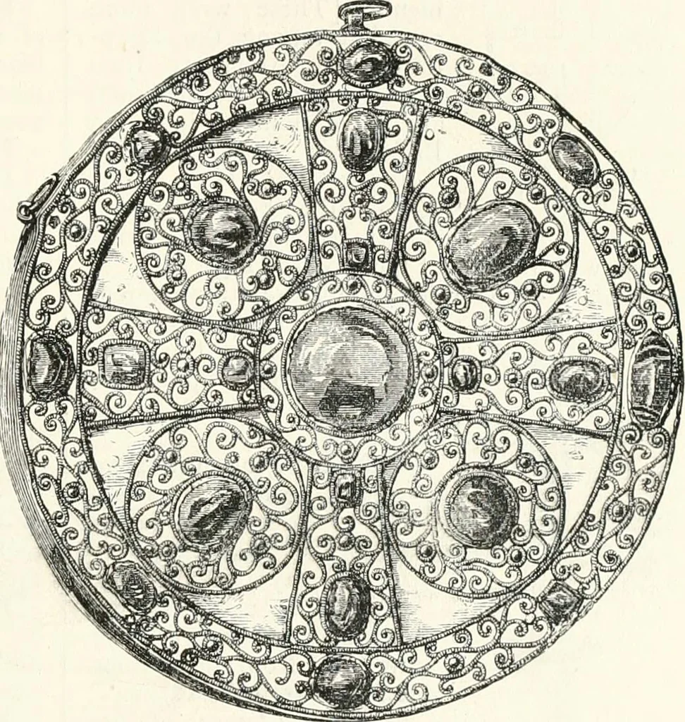 An illustration from An illustrated dictionary of words used in art and archaeology. Explaining terms frequently used in works on architecture, arms, bronzes, Christian art, colour, costume, decoration, devices, emblems, heraldry, lace, personal ornaments, pottery, painting, sculpture, &c., with their derivations, 1883, leaf 150