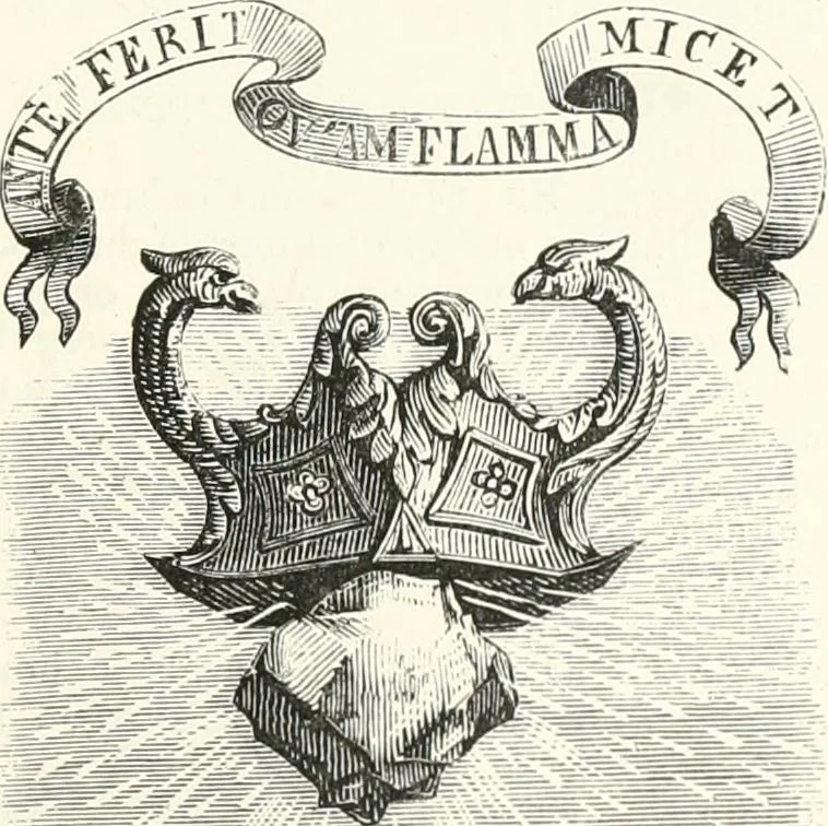 An illustration from An illustrated dictionary of words used in art and archaeology. Explaining terms frequently used in works on architecture, arms, bronzes, Christian art, colour, costume, decoration, devices, emblems, heraldry, lace, personal ornaments, pottery, painting, sculpture, &c., with their derivations, 1883, leaf 160