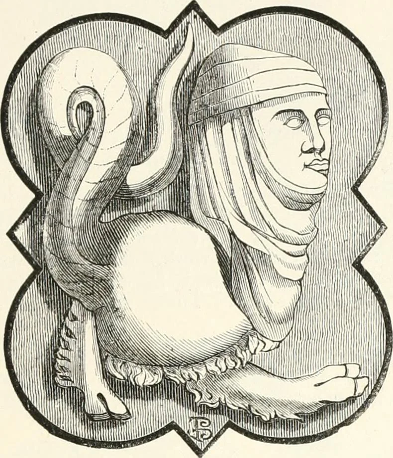 An illustration from An illustrated dictionary of words used in art and archaeology. Explaining terms frequently used in works on architecture, arms, bronzes, Christian art, colour, costume, decoration, devices, emblems, heraldry, lace, personal ornaments, pottery, painting, sculpture, &c., with their derivations, 1883, leaf 216