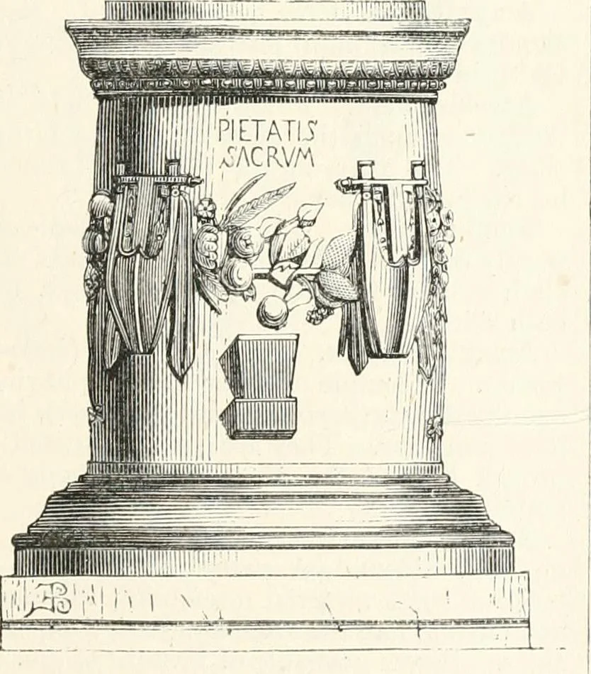 An illustration from An illustrated dictionary of words used in art and archaeology. Explaining terms frequently used in works on architecture, arms, bronzes, Christian art, colour, costume, decoration, devices, emblems, heraldry, lace, personal ornaments, pottery, painting, sculpture, &c., with their derivations, 1883, leaf 22
