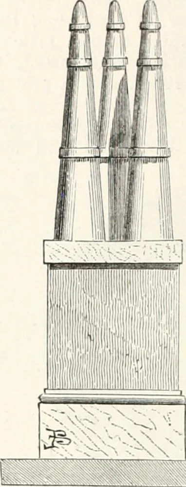 An illustration from An illustrated dictionary of words used in art and archaeology. Explaining terms frequently used in works on architecture, arms, bronzes, Christian art, colour, costume, decoration, devices, emblems, heraldry, lace, personal ornaments, pottery, painting, sculpture, &c., with their derivations, 1883, leaf 221