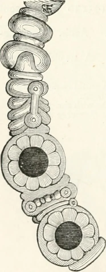 An illustration from An illustrated dictionary of words used in art and archaeology. Explaining terms frequently used in works on architecture, arms, bronzes, Christian art, colour, costume, decoration, devices, emblems, heraldry, lace, personal ornaments, pottery, painting, sculpture, &c., with their derivations, 1883, leaf 227