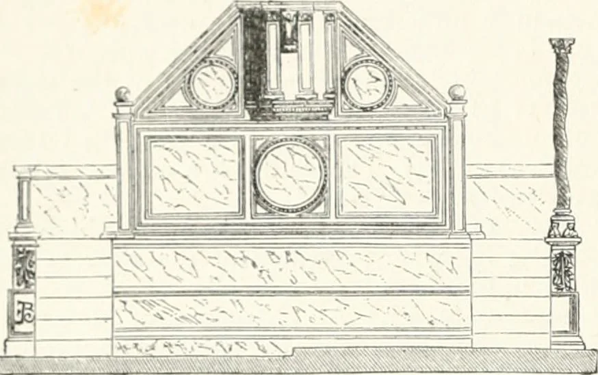 An illustration from An illustrated dictionary of words used in art and archaeology. Explaining terms frequently used in works on architecture, arms, bronzes, Christian art, colour, costume, decoration, devices, emblems, heraldry, lace, personal ornaments, pottery, painting, sculpture, &c., with their derivations, 1883, leaf 23