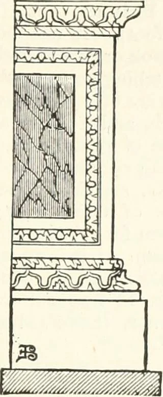An illustration from An illustrated dictionary of words used in art and archaeology. Explaining terms frequently used in works on architecture, arms, bronzes, Christian art, colour, costume, decoration, devices, emblems, heraldry, lace, personal ornaments, pottery, painting, sculpture, &c., with their derivations, 1883, leaf 258