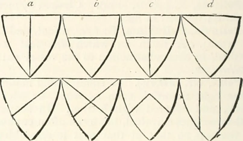 An illustration from An illustrated dictionary of words used in art and archaeology. Explaining terms frequently used in works on architecture, arms, bronzes, Christian art, colour, costume, decoration, devices, emblems, heraldry, lace, personal ornaments, pottery, painting, sculpture, &c., with their derivations, 1883, leaf 261