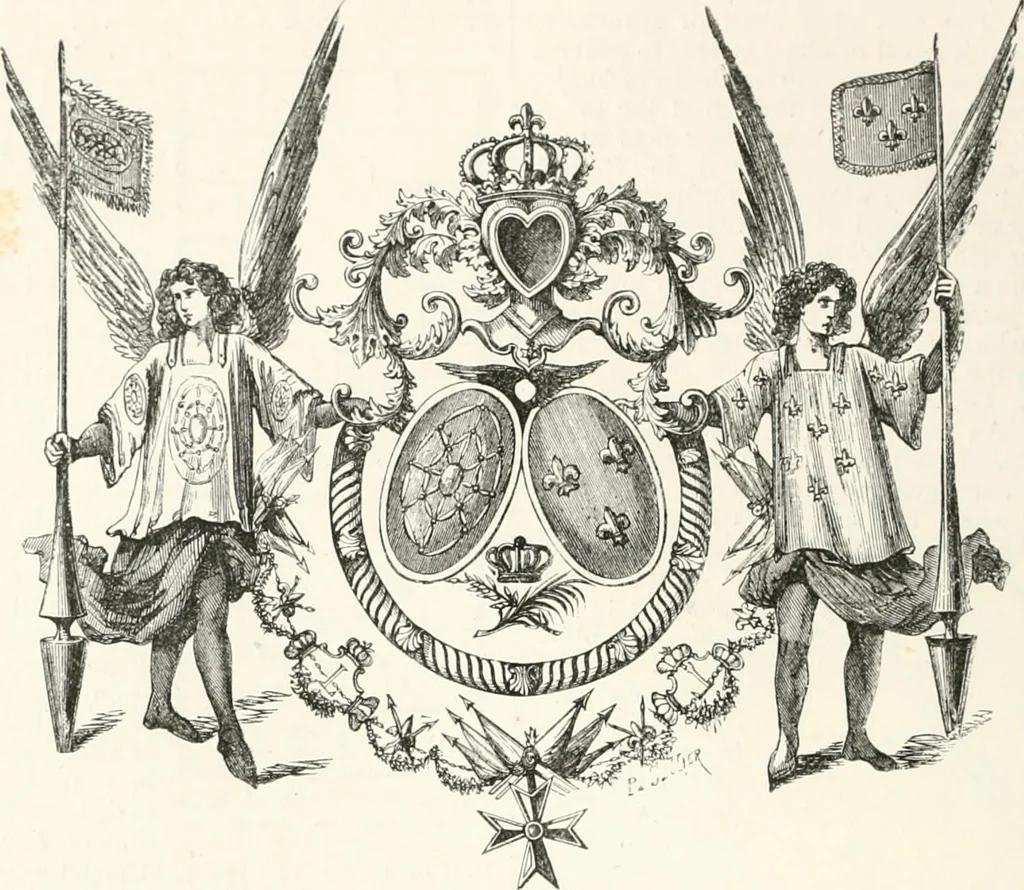 An illustration from An illustrated dictionary of words used in art and archaeology. Explaining terms frequently used in works on architecture, arms, bronzes, Christian art, colour, costume, decoration, devices, emblems, heraldry, lace, personal ornaments, pottery, painting, sculpture, &c., with their derivations, 1883, leaf 27