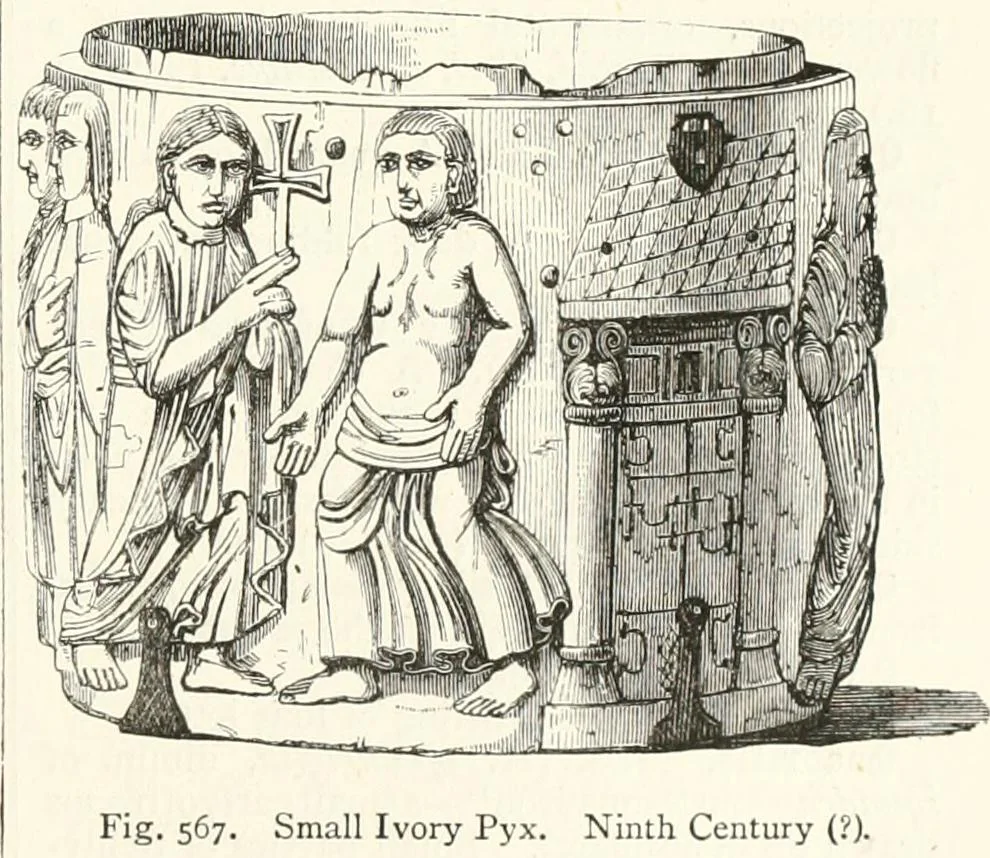 An illustration from An illustrated dictionary of words used in art and archaeology. Explaining terms frequently used in works on architecture, arms, bronzes, Christian art, colour, costume, decoration, devices, emblems, heraldry, lace, personal ornaments, pottery, painting, sculpture, &c., with their derivations, 1883, leaf 280