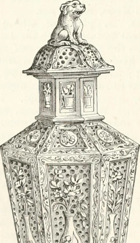 An illustration from An illustrated dictionary of words used in art and archaeology. Explaining terms frequently used in works on architecture, arms, bronzes, Christian art, colour, costume, decoration, devices, emblems, heraldry, lace, personal ornaments, pottery, painting, sculpture, &c., with their derivations, 1883, leaf 289