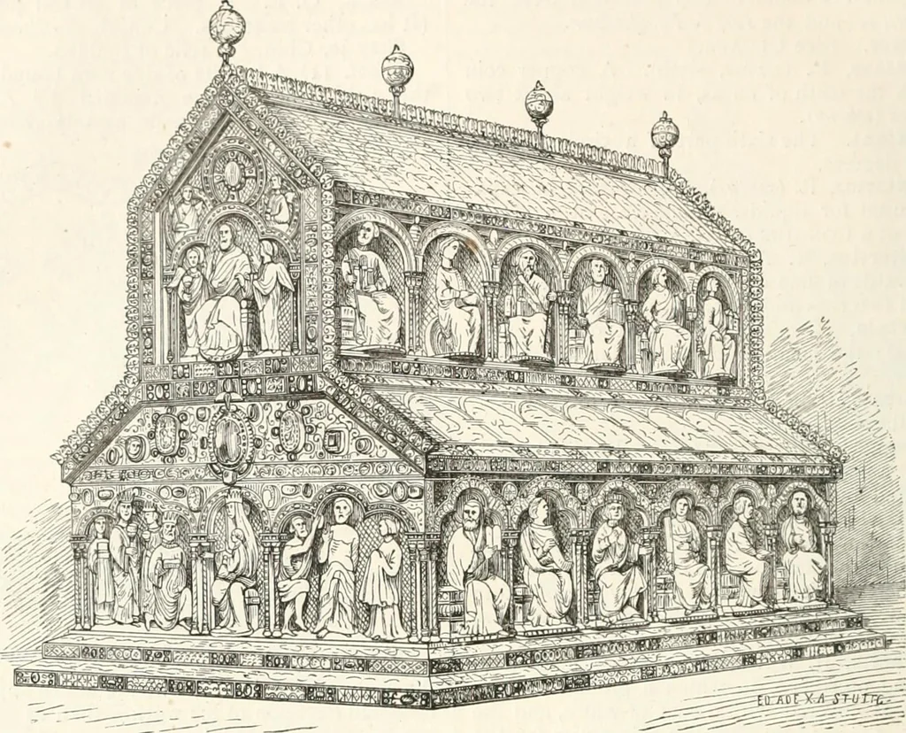 An illustration from An illustrated dictionary of words used in art and archaeology. Explaining terms frequently used in works on architecture, arms, bronzes, Christian art, colour, costume, decoration, devices, emblems, heraldry, lace, personal ornaments, pottery, painting, sculpture, &c., with their derivations, 1883, leaf 307