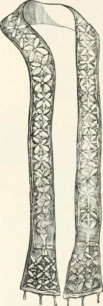 An illustration from An illustrated dictionary of words used in art and archaeology. Explaining terms frequently used in works on architecture, arms, bronzes, Christian art, colour, costume, decoration, devices, emblems, heraldry, lace, personal ornaments, pottery, painting, sculpture, &c., with their derivations, 1883, leaf 317