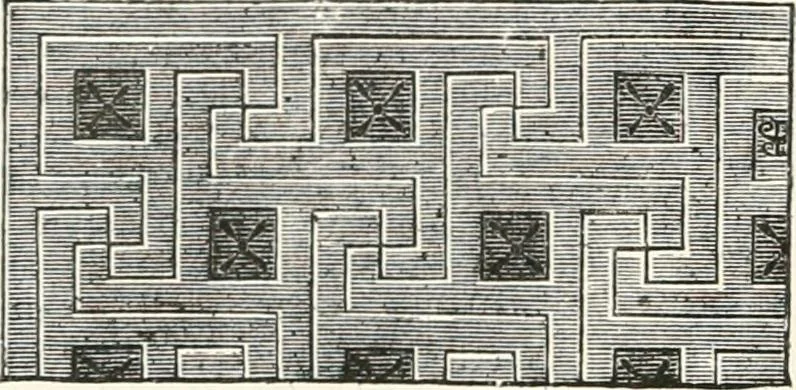 An illustration from An illustrated dictionary of words used in art and archaeology. Explaining terms frequently used in works on architecture, arms, bronzes, Christian art, colour, costume, decoration, devices, emblems, heraldry, lace, personal ornaments, pottery, painting, sculpture, &c., with their derivations, 1883, leaf 323