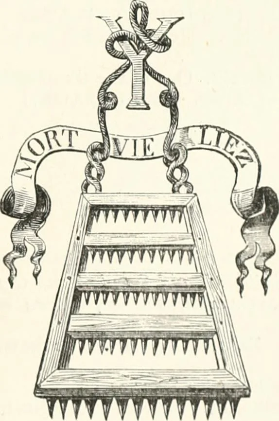 An illustration from An illustrated dictionary of words used in art and archaeology. Explaining terms frequently used in works on architecture, arms, bronzes, Christian art, colour, costume, decoration, devices, emblems, heraldry, lace, personal ornaments, pottery, painting, sculpture, &c., with their derivations, 1883, leaf 358