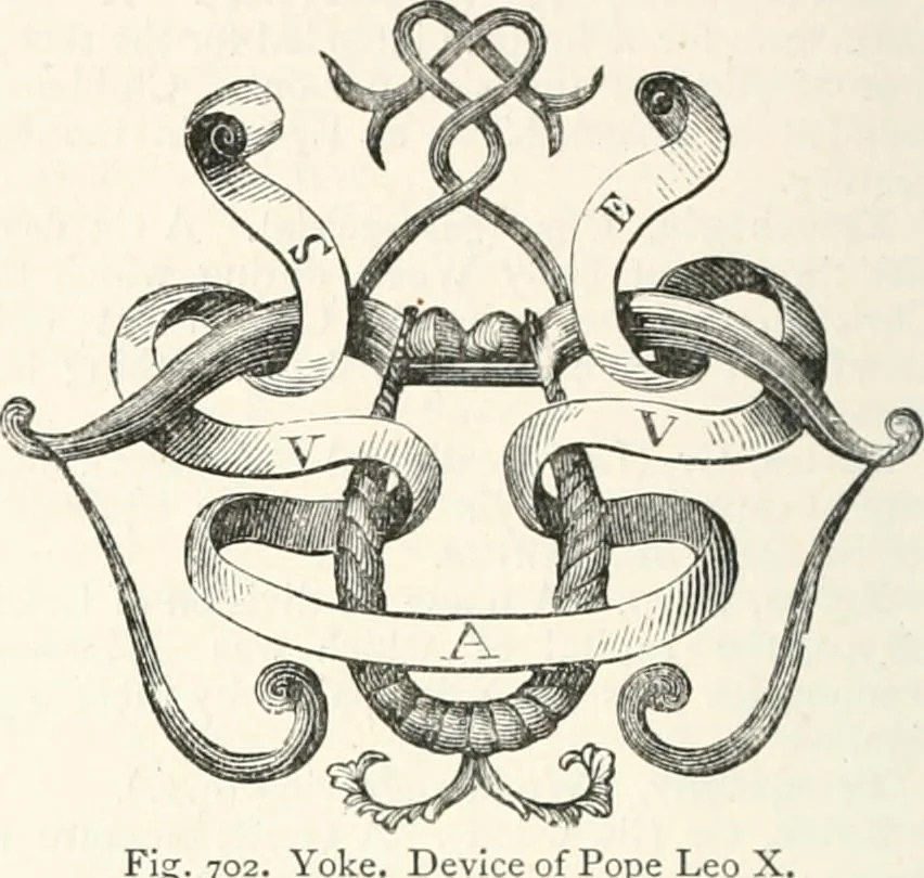 An illustration from An illustrated dictionary of words used in art and archaeology. Explaining terms frequently used in works on architecture, arms, bronzes, Christian art, colour, costume, decoration, devices, emblems, heraldry, lace, personal ornaments, pottery, painting, sculpture, &c., with their derivations, 1883, leaf 359